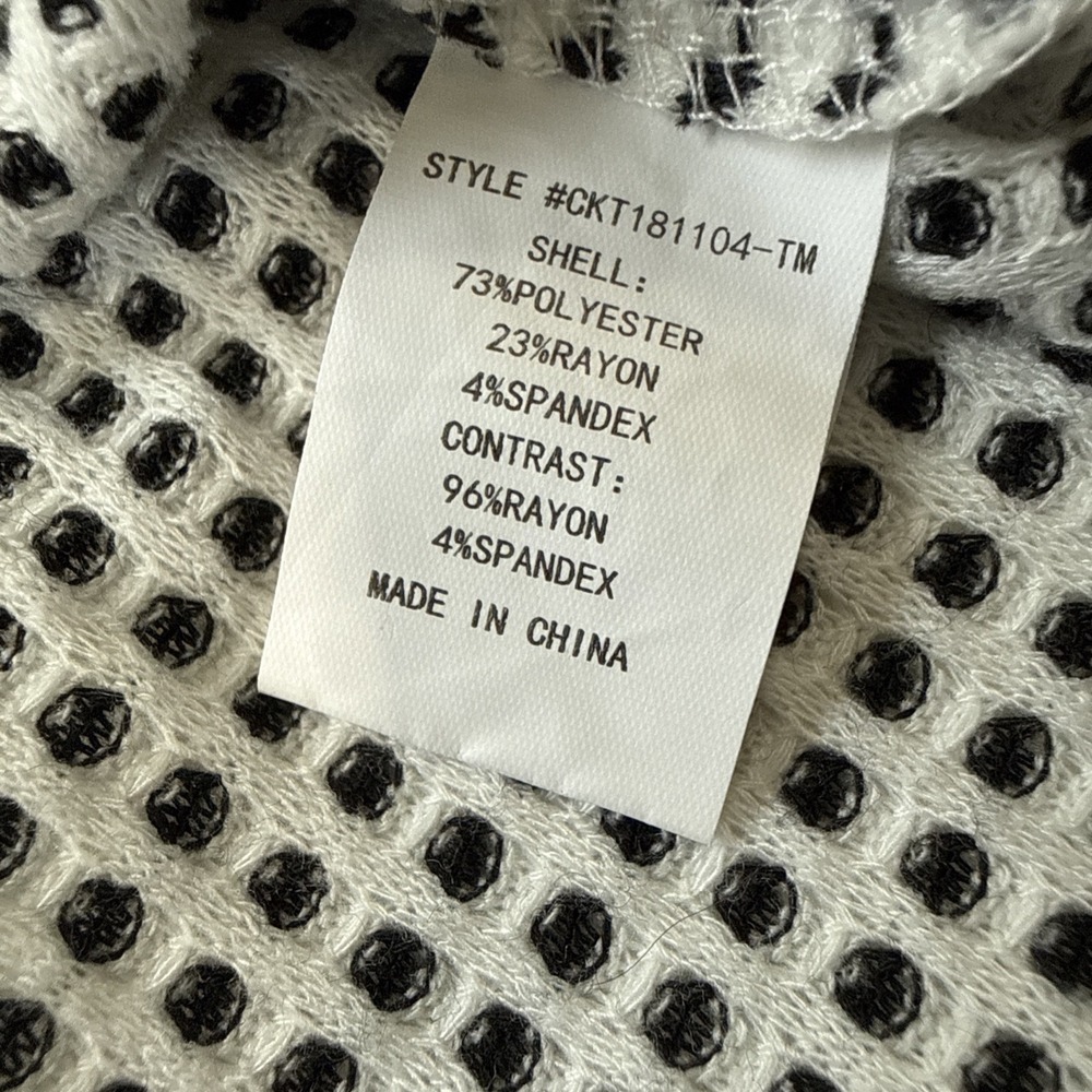 Textured Waffle Knit Hoodie Black White Minimalist Scandi Pullover Women's Small - Picture 8 of 12